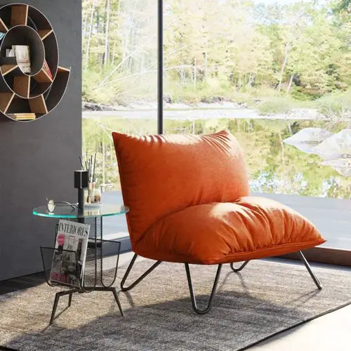 meuble decoration couleur orange la redoute Fauteuil Port Pino velours cosy confortable