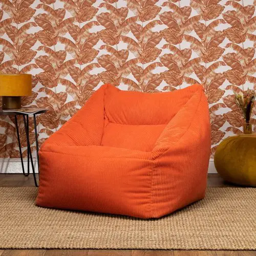 meuble decoration couleur orange la redoute Pouf fauteuil velours côtelé