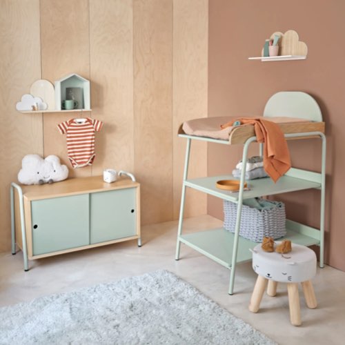 meuble rangement jouet enfant maisons du monde Meuble de rangement 2 portes beige et vert