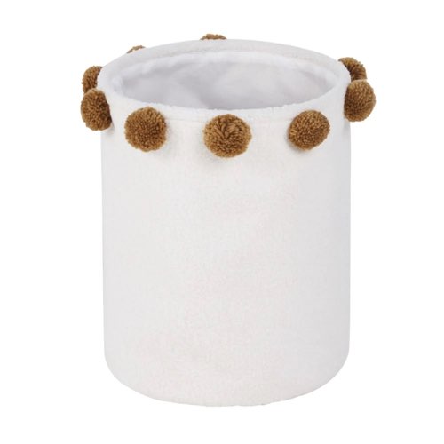 rangement jouets enfant panier maisons du monde Panier de rangement blanc et pompons marron