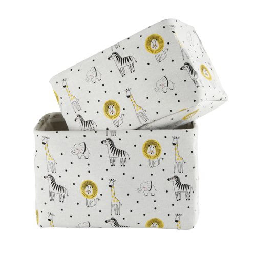 rangement jouets enfant panier maisons du monde Paniers de rangement gris imprimé animaux (x2)