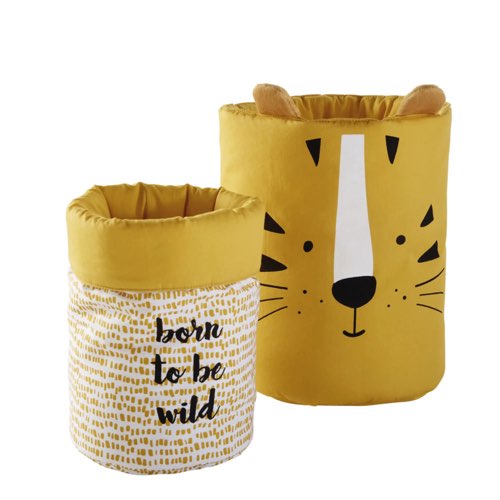 Corbeilles en coton jaune moutarde à motifs (x2)rangement jouets enfant panier maisons du monde 