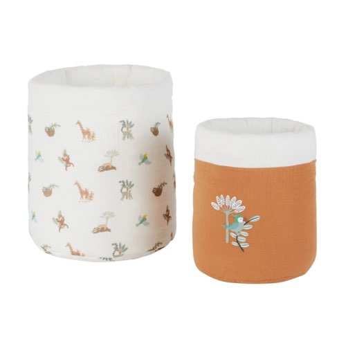 rangement jouets enfant panier maisons du monde Paniers de rangement en gaze de coton imprimé multicolore (x2) jungle