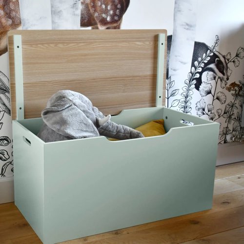 rangement pratique jouets enfant maisons du monde Coffre a jouet vert céladon