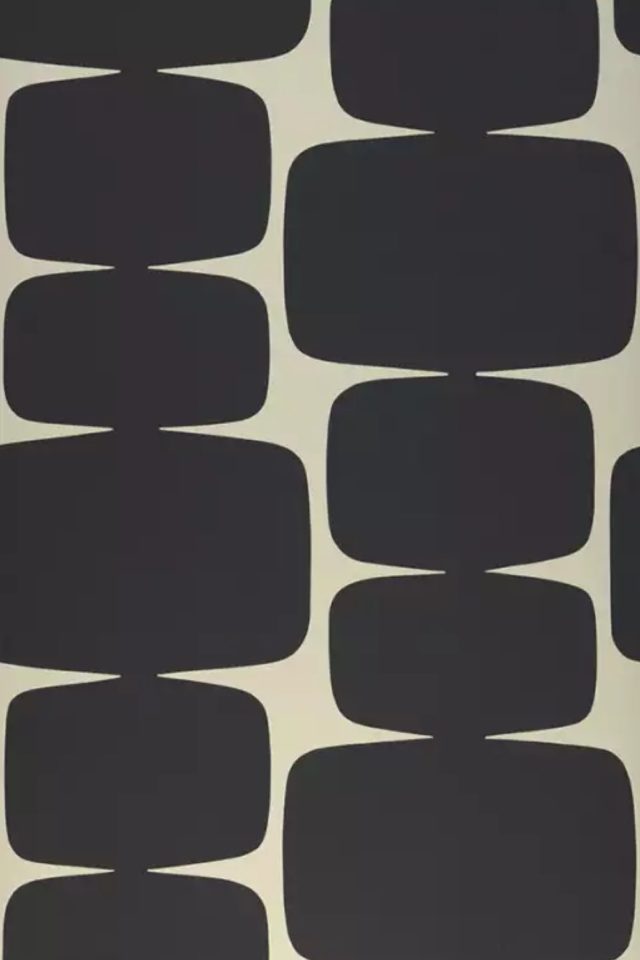 revetement mur salon design Waris noir Papier peint graphique noir et beige 