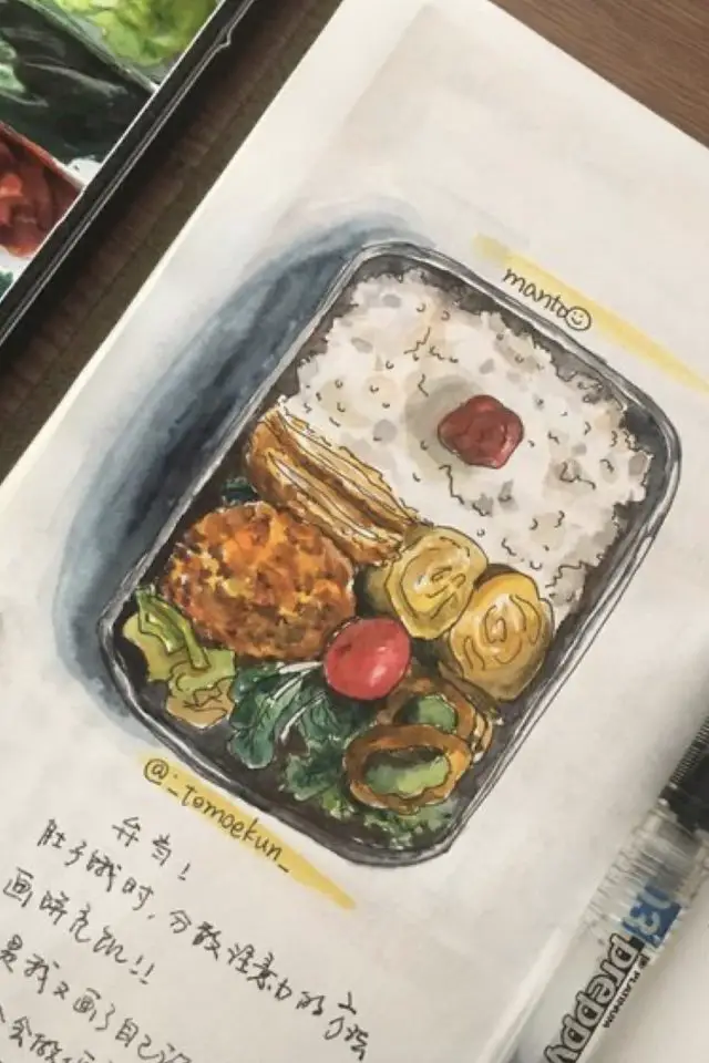 carnet voyage illustration nourriture exemple Bento vacances Japon souvenir mémoire slow living