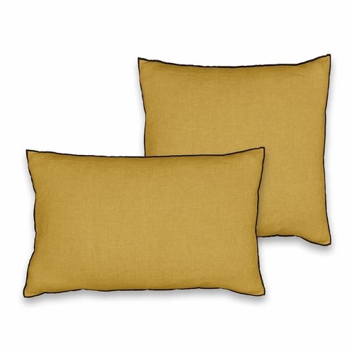 deco jaune et violet la redoute Housse de coussin pur lin lavé curry