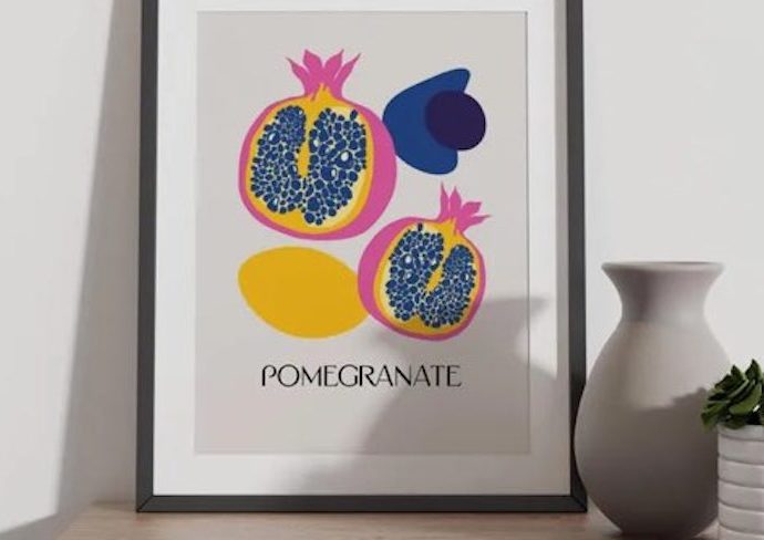 decorer avec un motif grenade affiche décoration murale textile