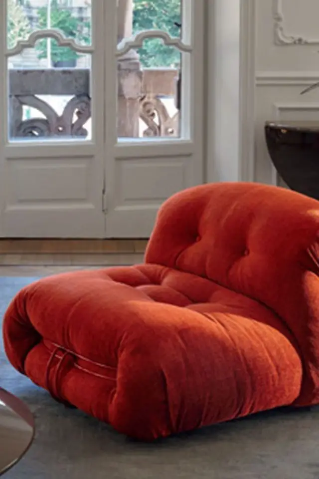 fauteuil inconique design soriana forme courbe arrondie tendance bold vintage Italie orange cosy