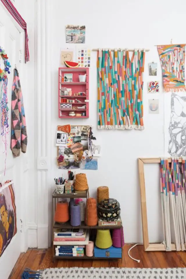 loisirs creatifs deco tissage moderne activité adulte textile laine coton décoration colorée à faire soi même décor mural DIY