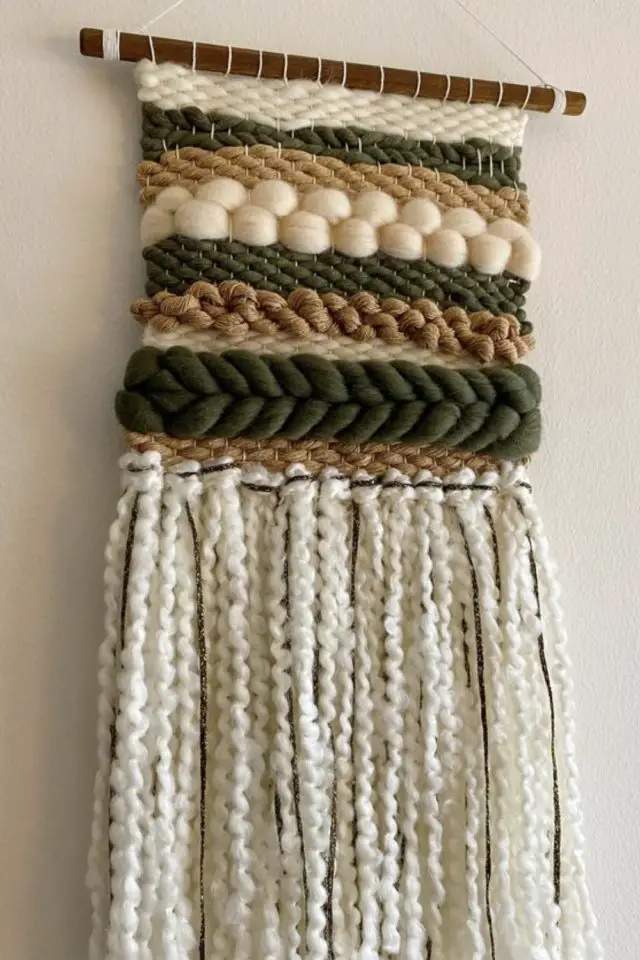 loisirs creatifs deco tissage moderne DIY à faire soi même couleur naturelle beige ocre kaki passe-temps slow