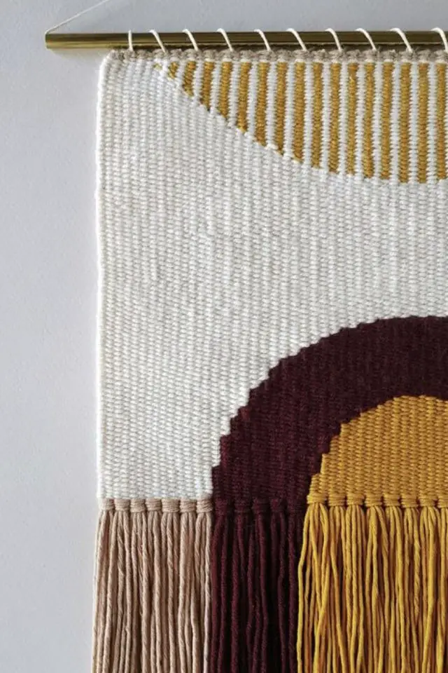 loisirs creatifs deco tissage moderne couleur tendance organique blanc bordeaux jaune moutarde coton à faire soi même DIY idée slow living