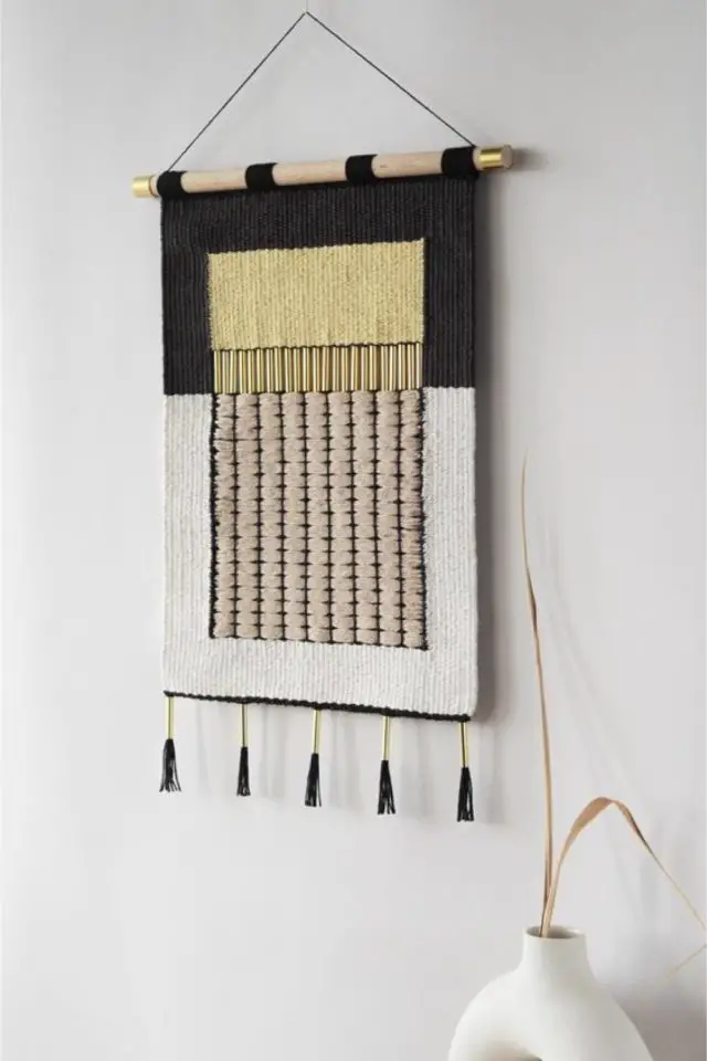 loisirs creatifs deco tissage moderne DIY adulte petit projet pour débutant mélange chic décor mural à suspendre