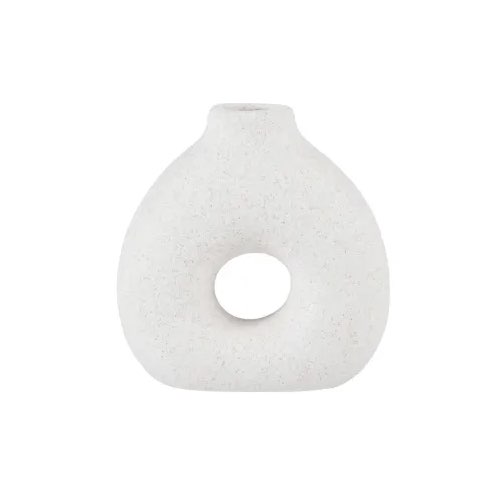meuble deco minimaliste moderne Vase en grès blanc H14 forme organique