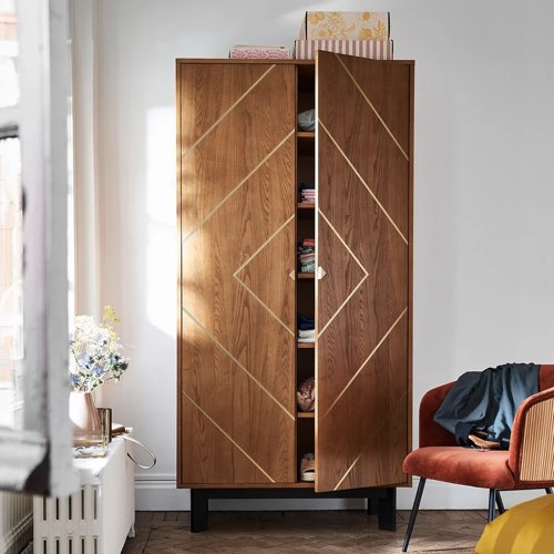 meubles tendance pas cher soldes Armoire 2 portes plaqué frêne