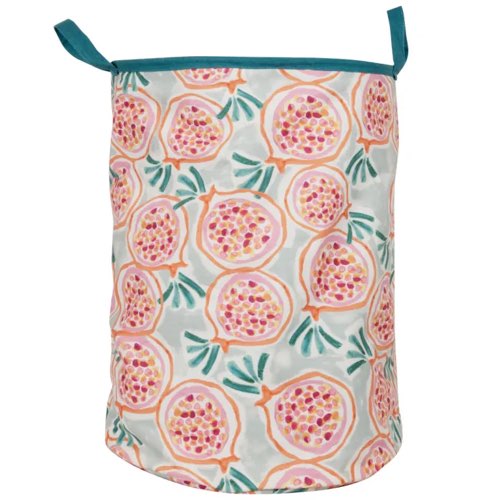 motif estival decoration grenade Panier à linge en coton imprimé grenades multicolores H57