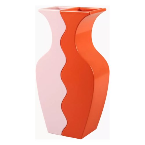 objet decoratif design couleur 2 vases en dolomite orange et rose Wave
