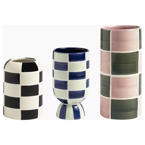 objet decoratif design couleur 3 vases damier en grès