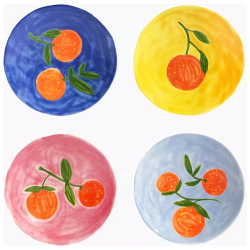 ou trouver vaisselle design et coloree 4 assiettes à motifs colorés motif orange 16 cm