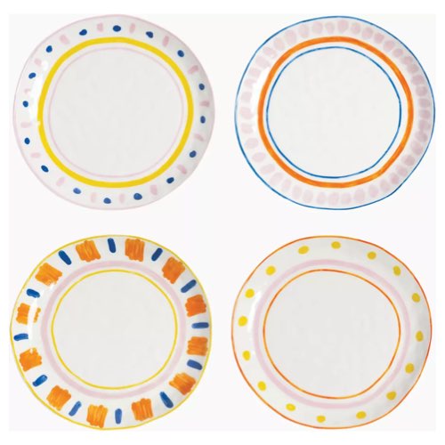 ou trouver vaisselle design et coloree 4 Assiettes plates en porcelaine