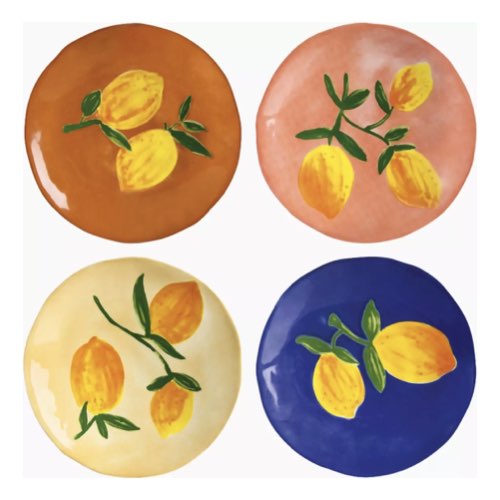 ou trouver vaisselle design et coloree 4 Assiettes colorées motifs citrons