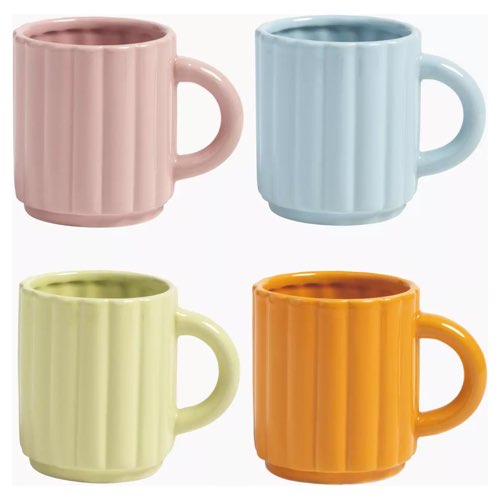 ou trouver vaisselle design et coloree 4 Mugs en grès colorés pastel