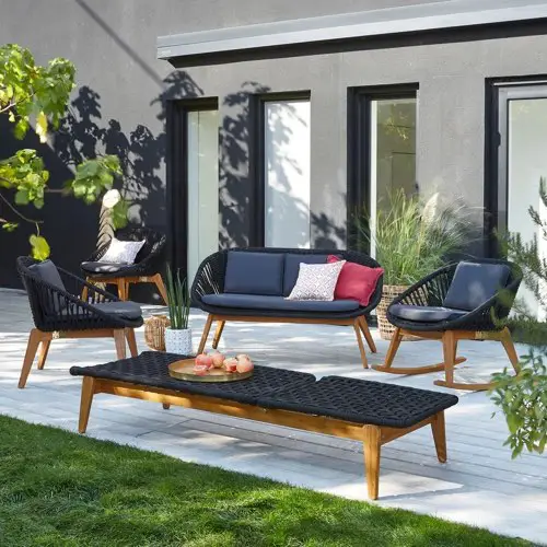 soldes meubles outdoor pas cher Canapé de jardin noir