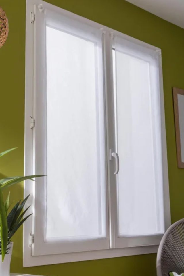 accessoire deco salle de bain textile moderne Lot de 2 vitrages tamisant voilage fenêtre intimité