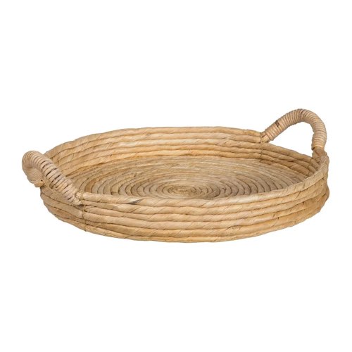accessoire deco table bois fibres naturelles promotions Plateau en abaca avec poignées
