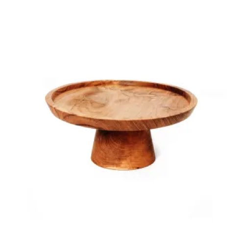 accessoire deco table bois fibres naturelles promotions Plat à gâteaux en bois de teck 20x8