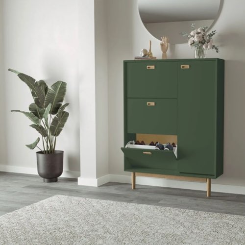 amenager entree mobilier pas cher Grand meuble à chaussures d'entrée en bois vert