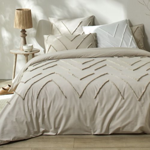 chambre adulte linge de lit minimaliste moderne Linge de lit Amezia en coton lavé finition tufté en relief
