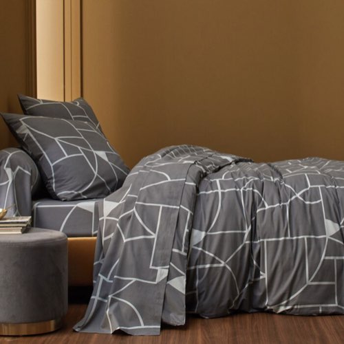 chambre adulte linge de lit minimaliste moderne Linge de lit Geoffroy en coton à motifs graphiques