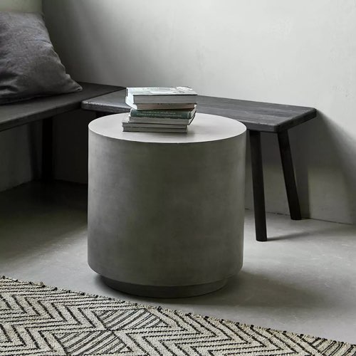 chambre design minimaliste moderne meuble decoration Table d'appoint grise en béton