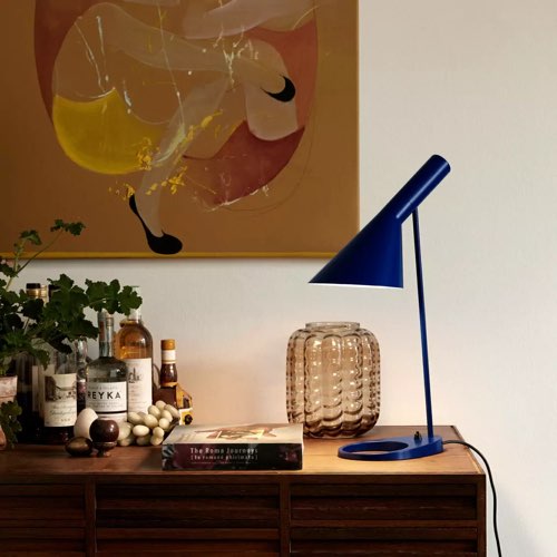 chambre design minimaliste moderne meuble decoration Lampe de table en acier bleu nuit 11,3 x 43,3 cm