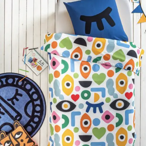 chambre enfant deco textile moderne blancheporte Linge de lit Multico 1 personne en coton, collection enfant oeil multicolore