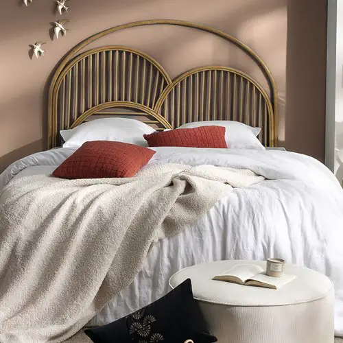 chambre parentale decor reussi exemple Tête de lit déco en rotin naturel L160 cm design arrondi