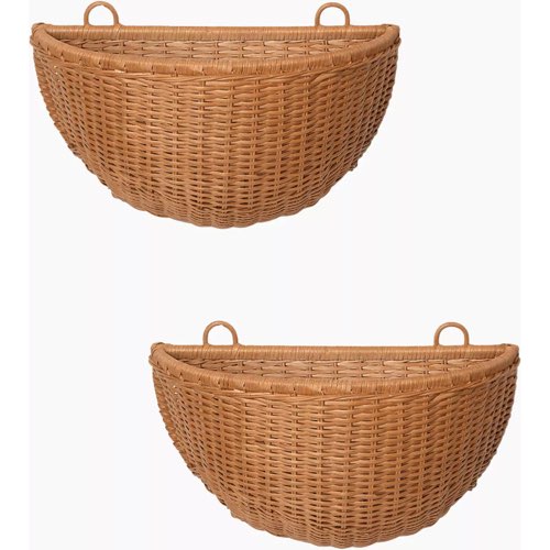 deco boheme chic dessus lit tendance Lot de 2 paniers muraux tressés en rotin marron