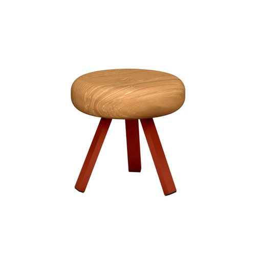 deco chambre design couleur terracotta Tabouret Smack rouge orange bois naturel / H 35 cm