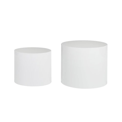 deco meuble style bold arrondi pas cher Tables basses gigognes ovales design finition blanc laqué brillant (lot de 2)