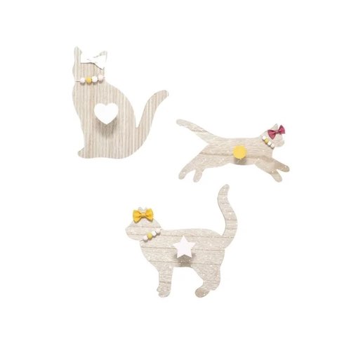 deco mur chambre enfant patere ludique Lot de 3 patères chat