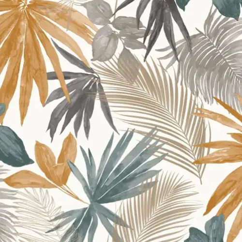 deco murale chambre pas cher Papier peint pvc Wild palms jaune