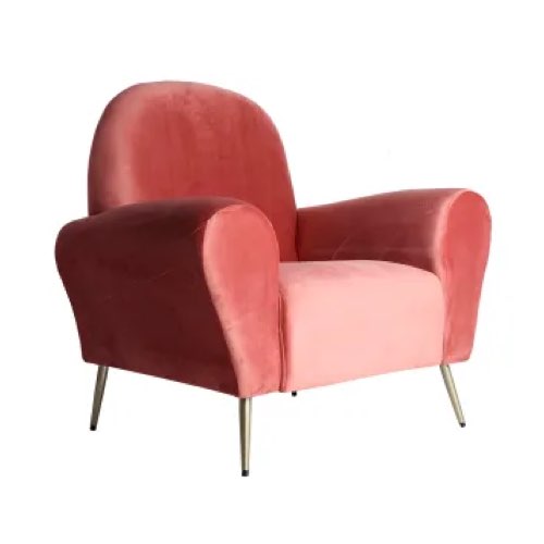 deco rose corail maisons du monde Fauteuil en velours et acier en corail 94x77x95 salon séjour