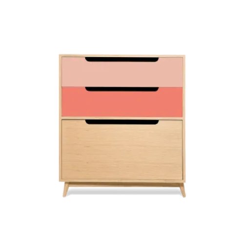 deco rose corail maisons du monde Commode peu profonde couleur chene naturel rose blush rose corail