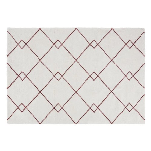 decoration chambre adulte moderne couleur terracotta Tapis tufté terracotta et blanc 160x230