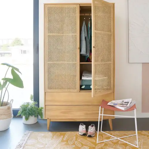 decoration chambre adulte moderne couleur terracotta Tabouret blanc et terracotta