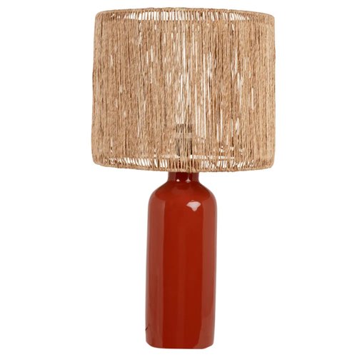 decoration chambre adulte moderne couleur terracotta Lampe en céramique terracotta et abat-jour en jute