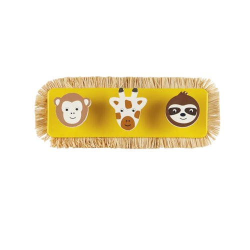 decoration chambre enfant patere ludique Patère 3 crochets animaux jaunes, beiges et marron