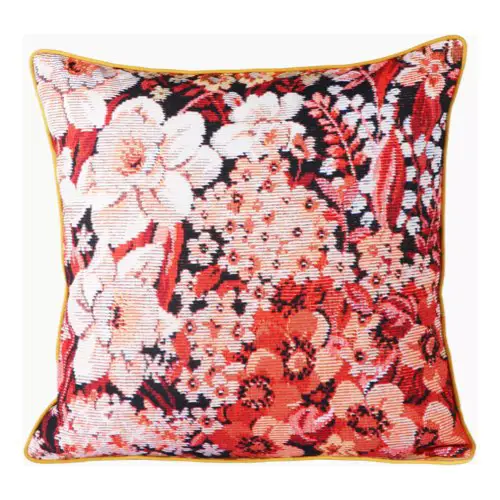 decoration design couleur corail idees Coussin à fleurs corail et clair HKliving