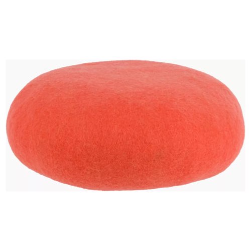 decoration design couleur corail idees Petit pouf rond en laine corail